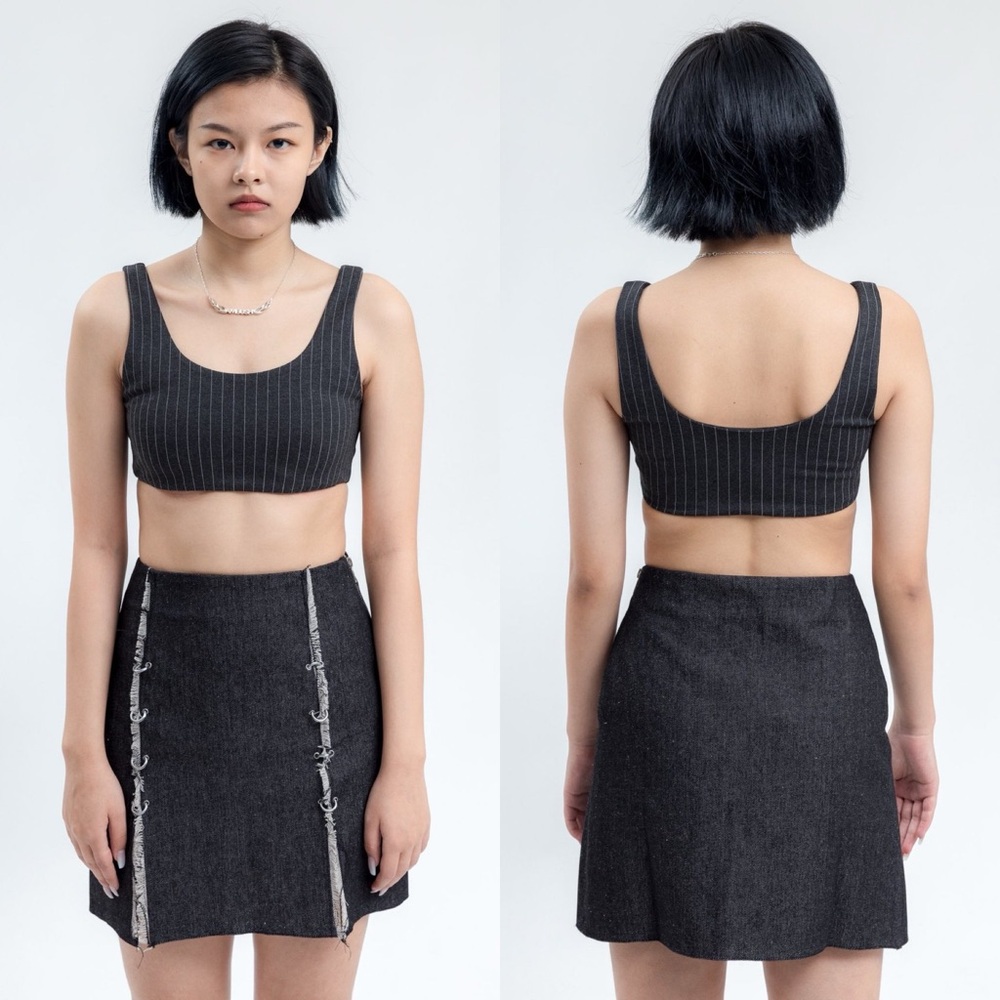 Danielle Guizio Pinstripe Sport Crop Top